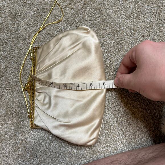 Judith Leiber Satin & Swarovski Crystal Clutch Crossbody Evening Bag - Picture 6 of 7